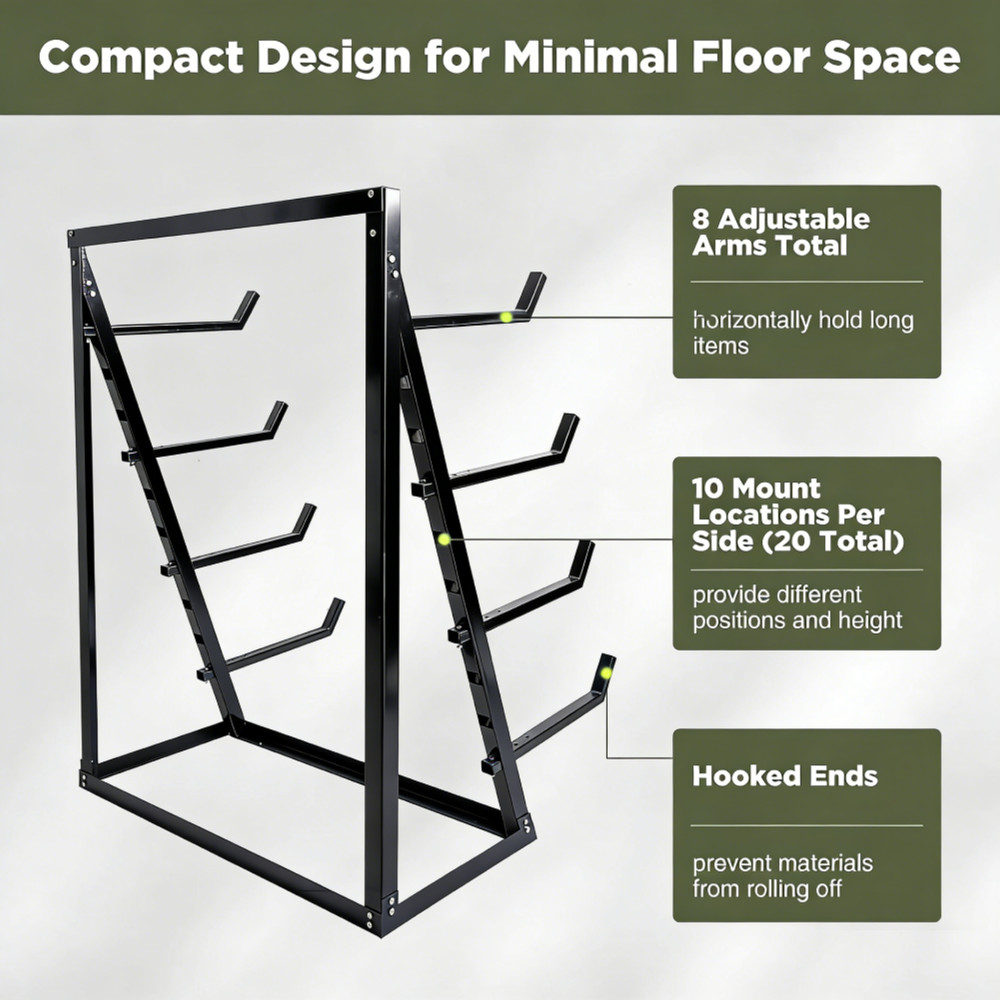2000LBS 4-Tier Floor Standing Horizontal Storage Rack for Lumber/Pipe Adjustable