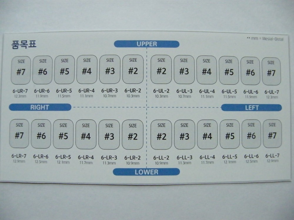 Stainless Steel Permanent Molar Crown Refill ( 5pcs/box), 24 Available Sizes,