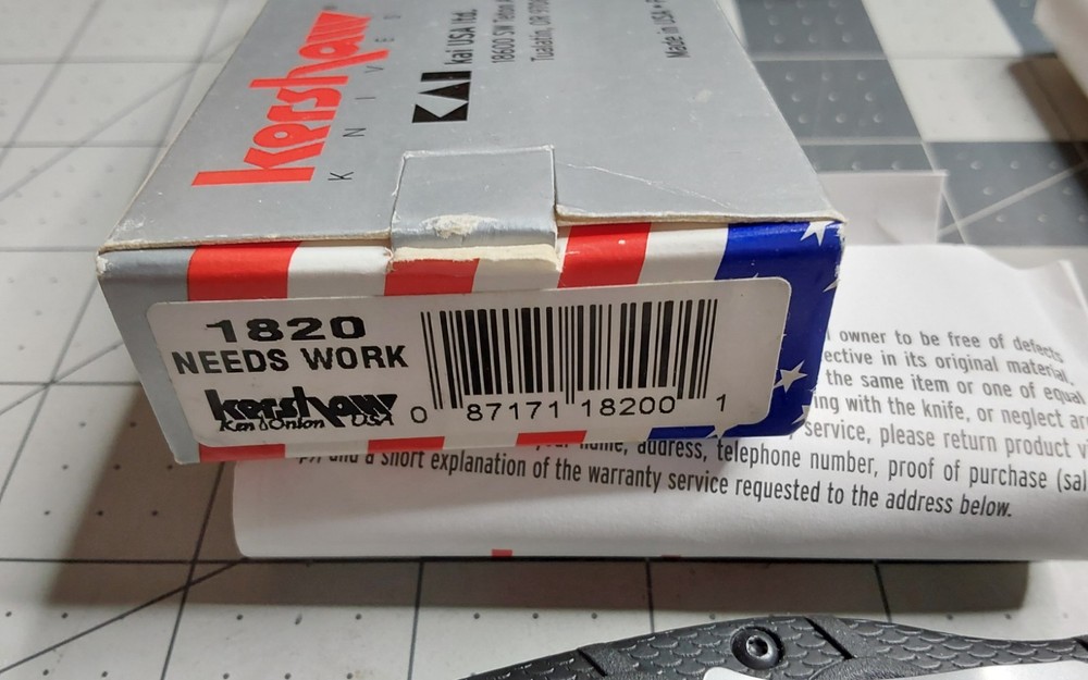 g Kershaw Single Blade Folding Knife Model 1820 Needs Work