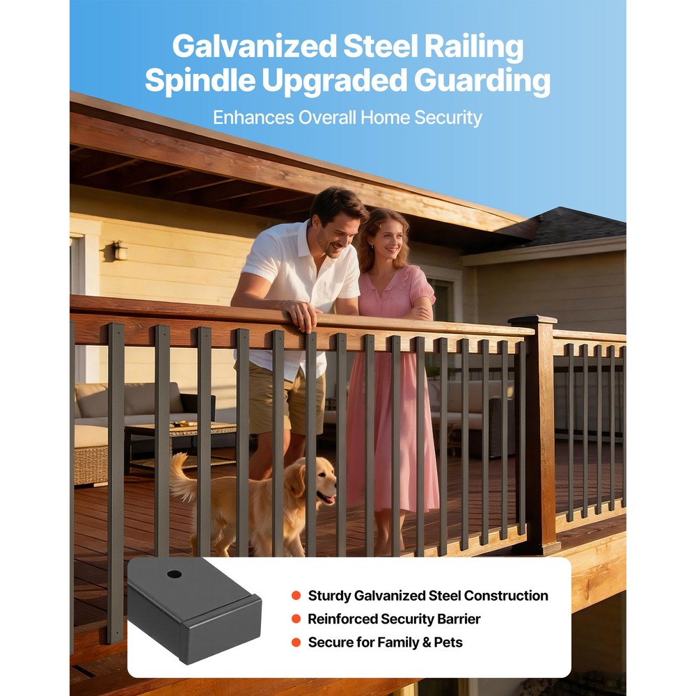 Uimoso 61 Pack Steel Deck Balusters,29.5-inch Rectangular Black Railing Spindles