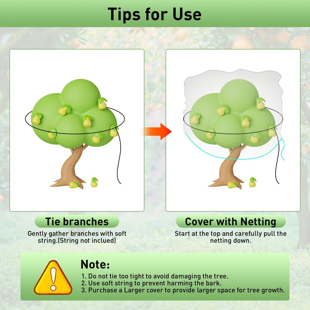 2PCS Large Fruit Tree Netting with Drawstring and Zipper, 6 x 6.6FT Blueberry...