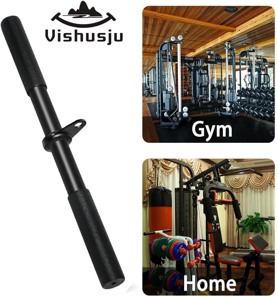 Pulldown Straight Bar Rotating Steel with Rubber Grips LAT Pull Down Handle for
