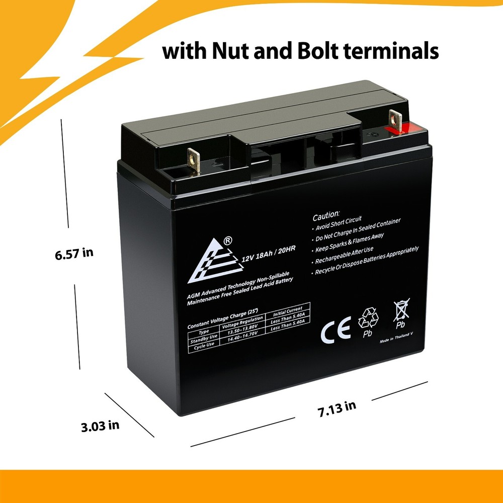 12V 18AH SLA Rechargeable Replacement Battery for Ritar RT12180