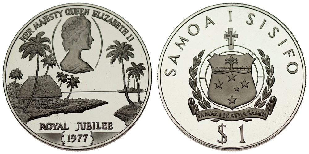 Samoa - 1 Tala / $1 1977 - Tanumafili II, Silver Jubilee, Silver