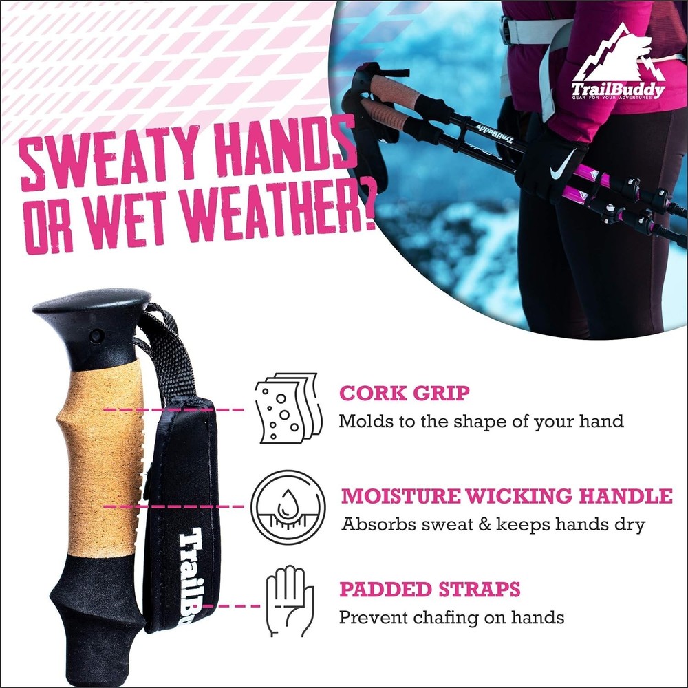 Compact 54" Adjustable Hiking Poles - Lightweight & Durable for Every Adventure