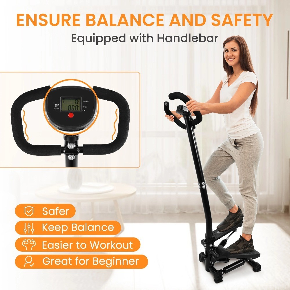 Mini Steppers with Handlebar, Stair Steeper with Resistance Bands