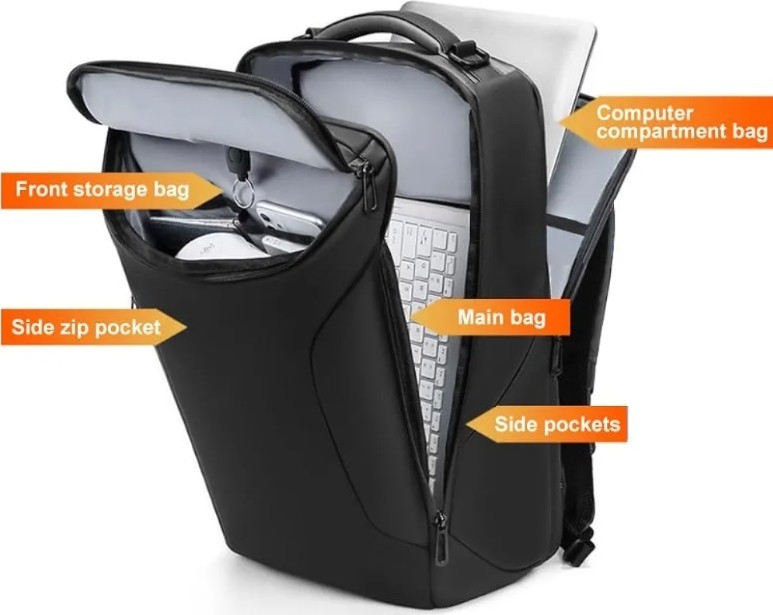 SCIKHEFT Black Laptop Backpack for 17" Laptop, Padded, Multiple Compartments