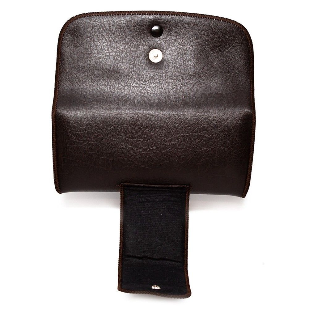 Double Snap Belt Loop Eyeglass Case 2 PACK 1 Black&1 Brown PU Leather&Felt Lined