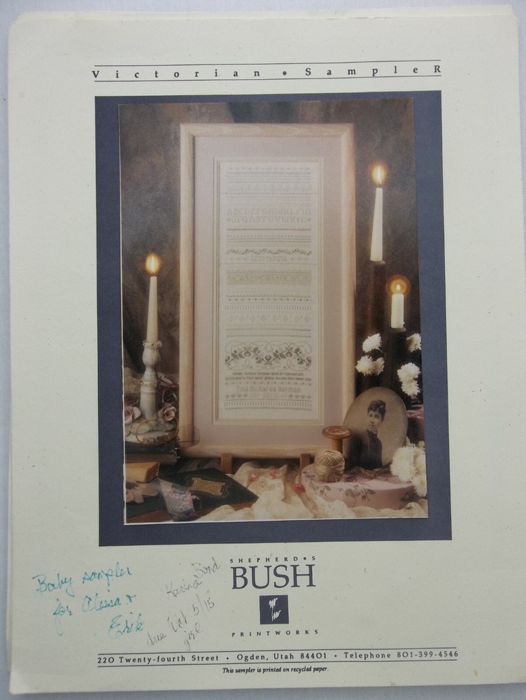 Shepherd's Bush VICTORIAN SAMPLER Cross Stitch Chart - 1990
