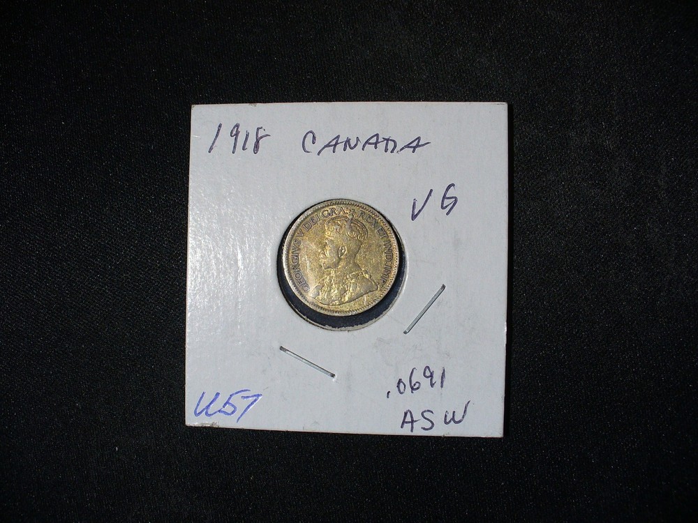 Silver Canada 1918 10 Cents Coin