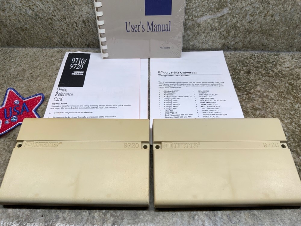 Set of 2 Intermec Wedge Reader 9720 with Quick Reference Card & Users Manual