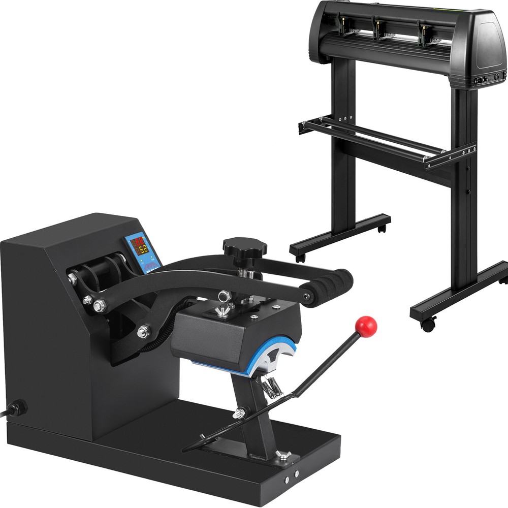 Heat Press Hat Cap 5.5"x3.5" + Vinyl Cutter Plotter Machine 53" w/Floor Stand