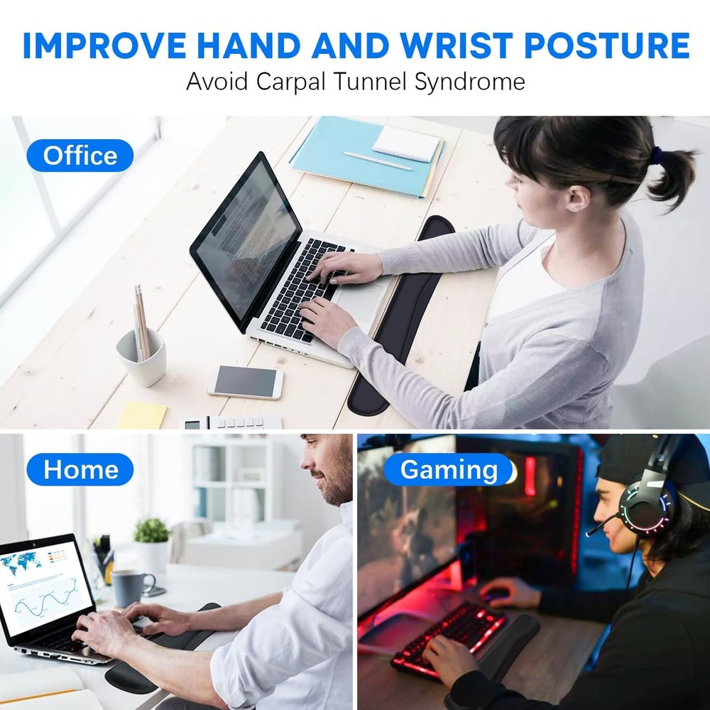 Keyboard Wrist Rest Pad 2 Pack, Memory Foam Computer Keyboard Pad, Easy Typin...
