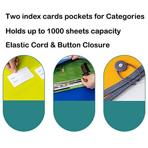 4 Pack Plastic Expanding File Wallet Document Organizer with Elastic Cord & B...