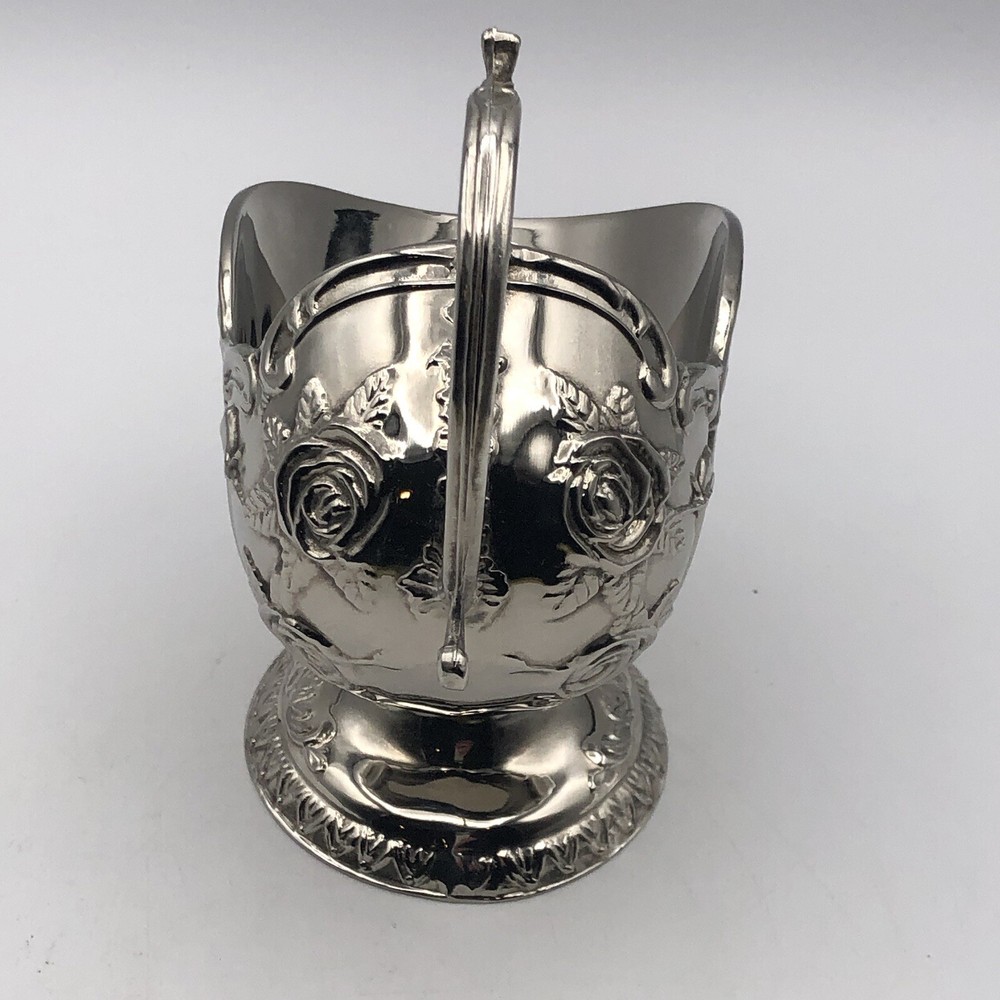 Silverplate Embossed Sugar Scuttle Vintage Rose Design