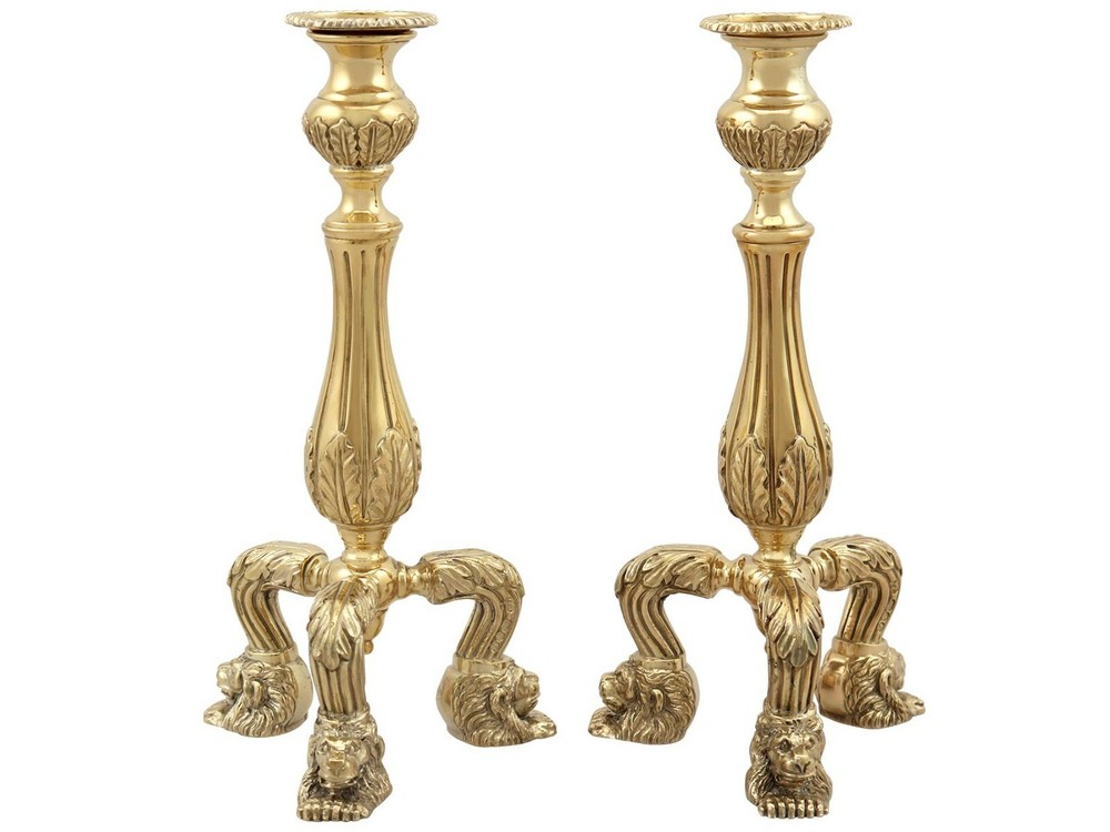 Vintage Sterling Silver Gilt Candlesticks