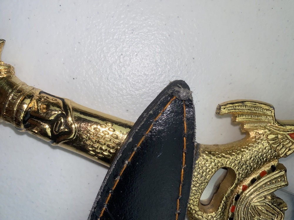 Decorative Dagger Heavy Gold Tone Handle (Needs TLC) 12” Blade
