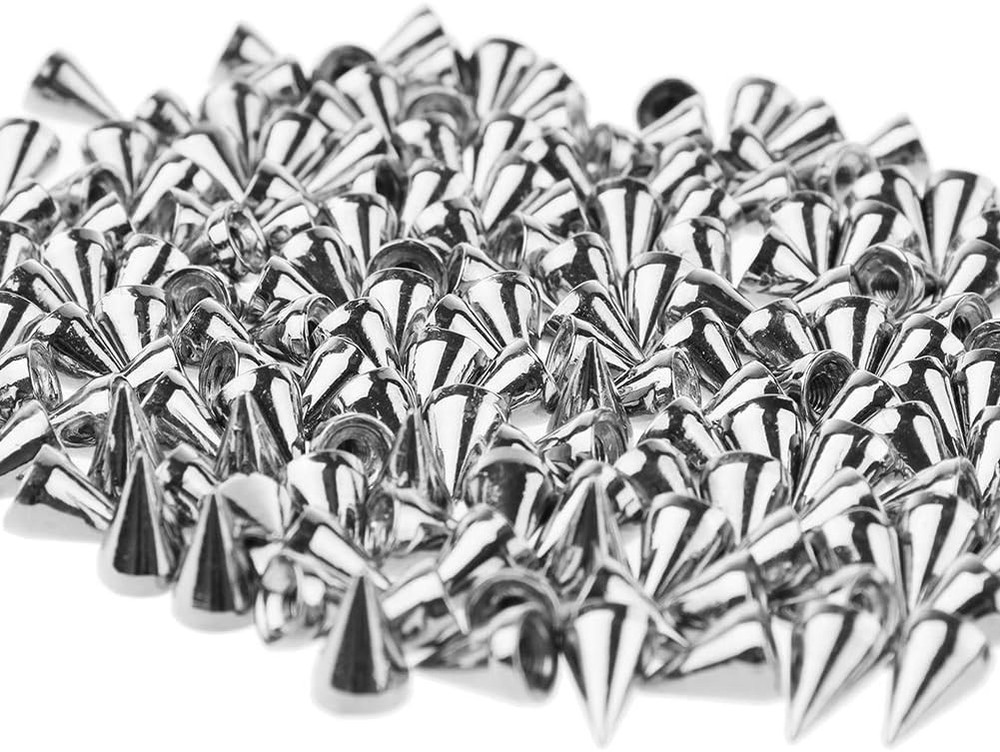 Versatile 9.5mm Silver Cone Spikes - 200 Piece DIY Rivet Set for Creatives