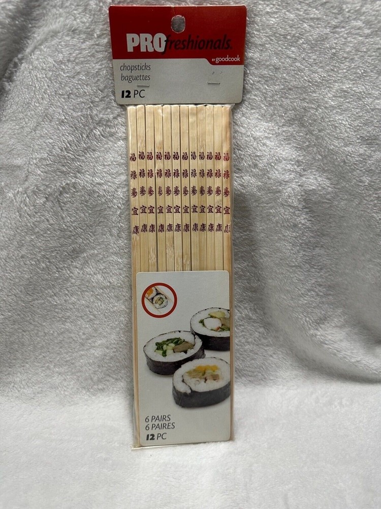 Good Cook Profreshionals 12 Piece Chopsticks 6 Pair New