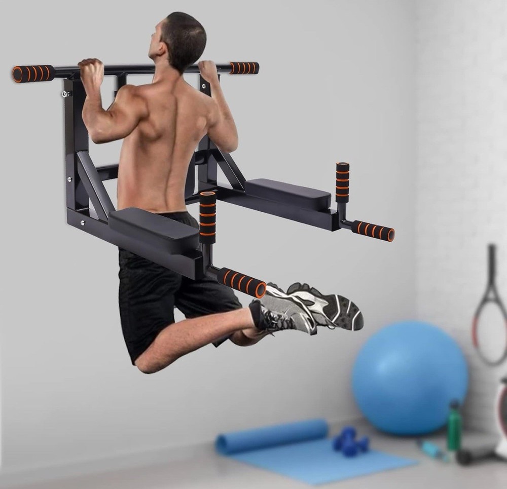 Pull Up Bar Wall Mounted Chin Up Bar Multi-Grip Full Body Strength Training Work