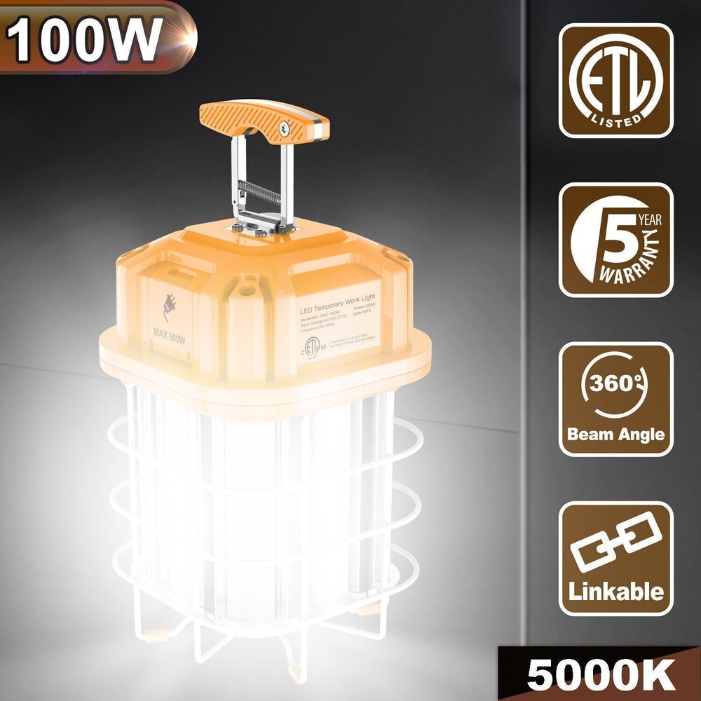 100W LED Temporary Work Light High Bay Construction Linkable Jobsite Light 5000K