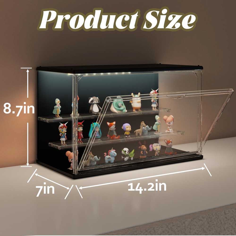 Clear Display Case for Collectibles, 3Tier Adjustable Figure Display Case wit...