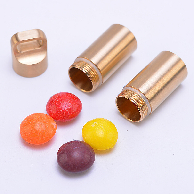 EDC Double Layer Solid Brass Survival Waterproof Key Storage pill Box Kit Tool