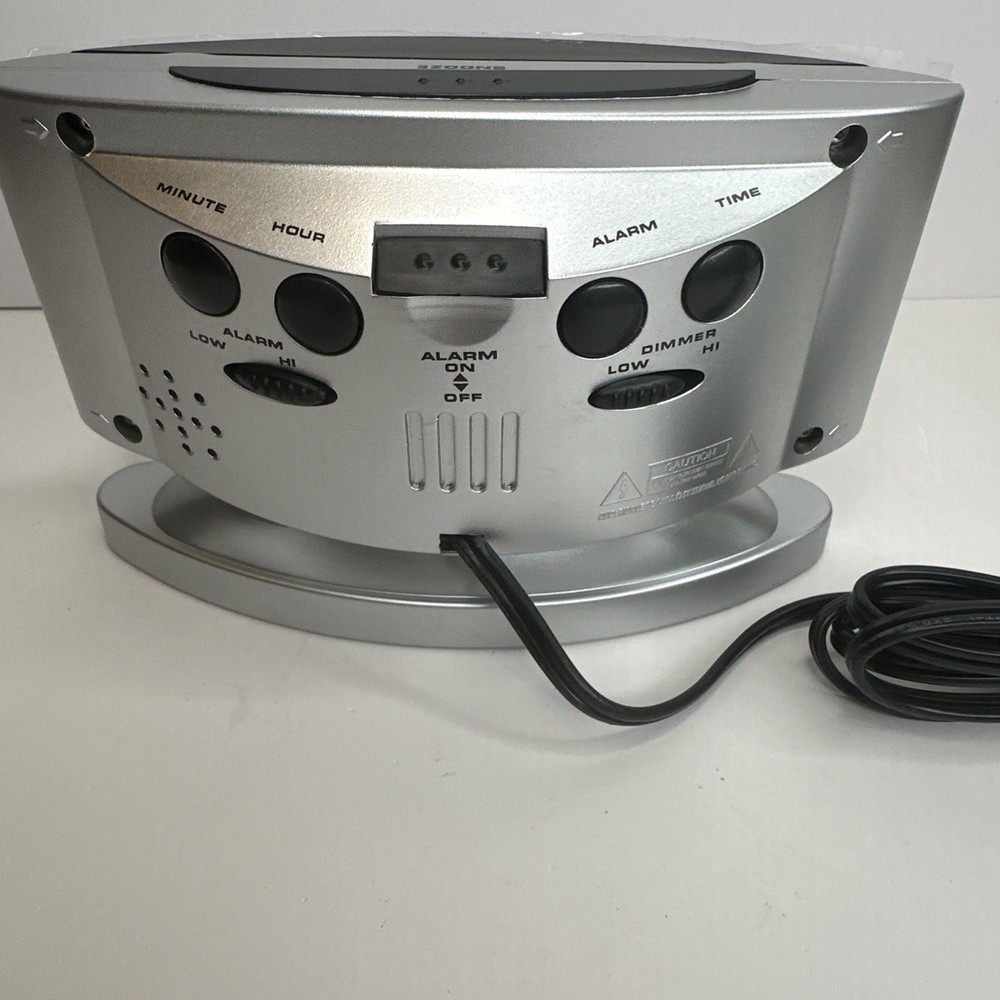 Sharp Model SPC033 Silver Alarm Clock Large Red Number Display Swivel EUC