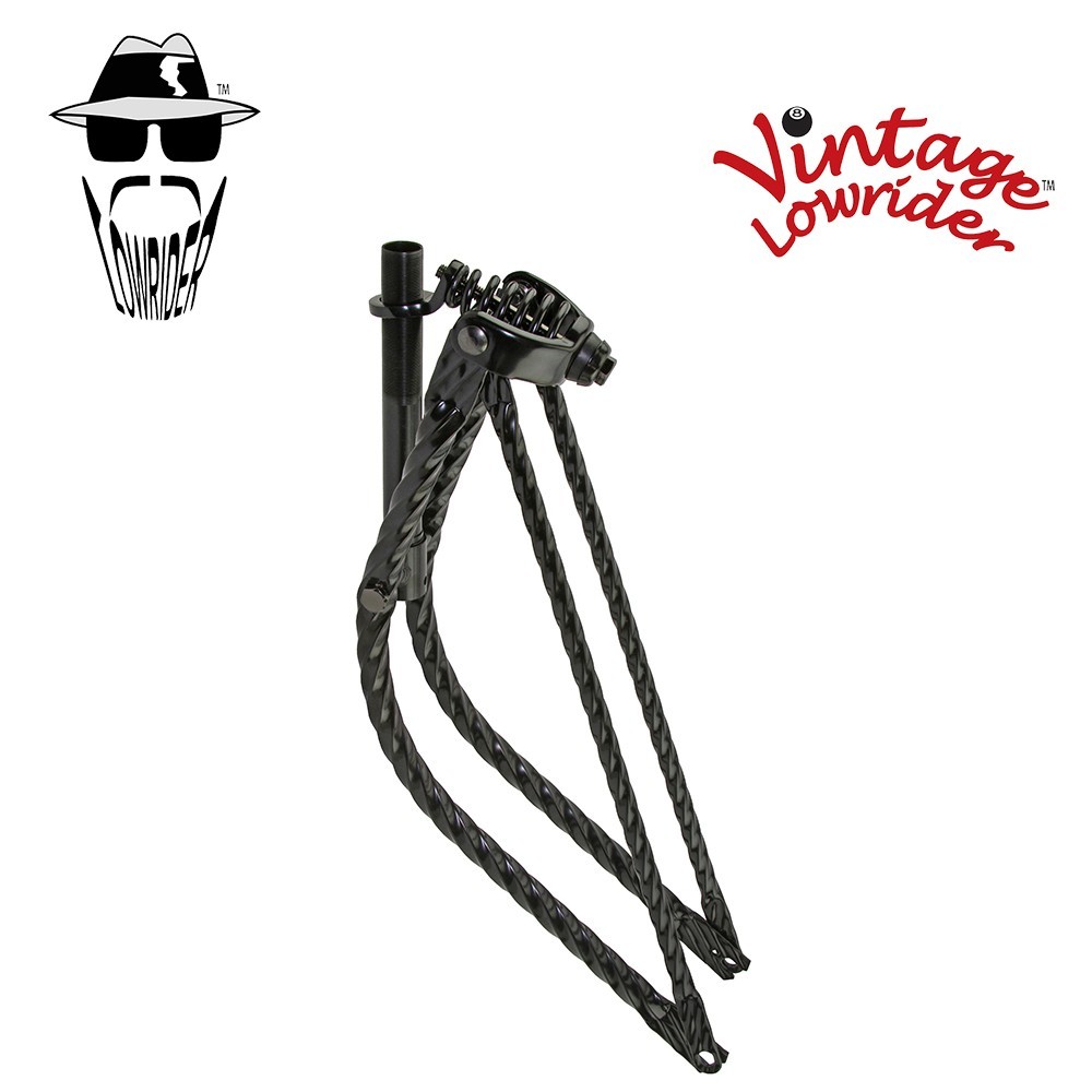 Vintage Lowrider 26" Bent Square Twisted Springer Fork Black.