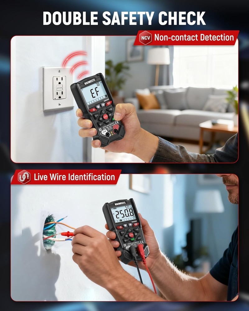 KM200P Digital Multimeter, All Button Operation, TRMS Auto Ranging, 400
