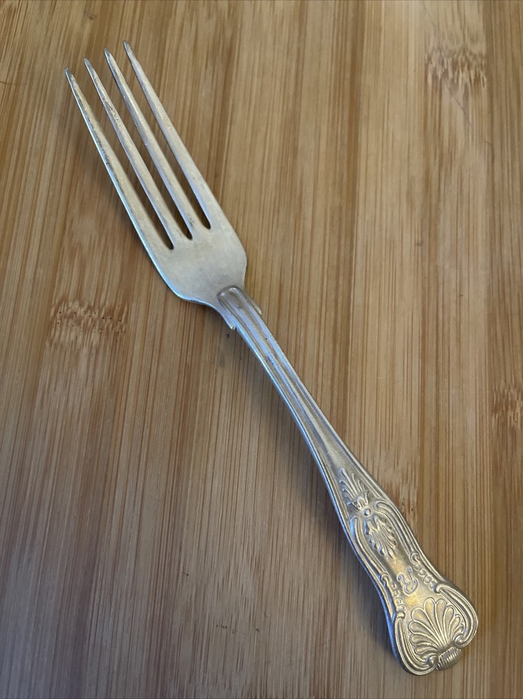 Wallace Silverplate KINGS Plume Shell Monogram R Dinner Fork 7"