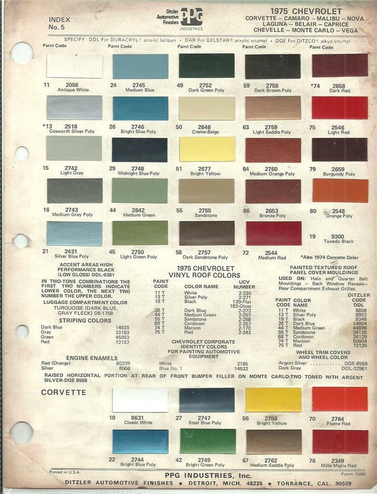 218-  1973 chevtolet ditzler color chart