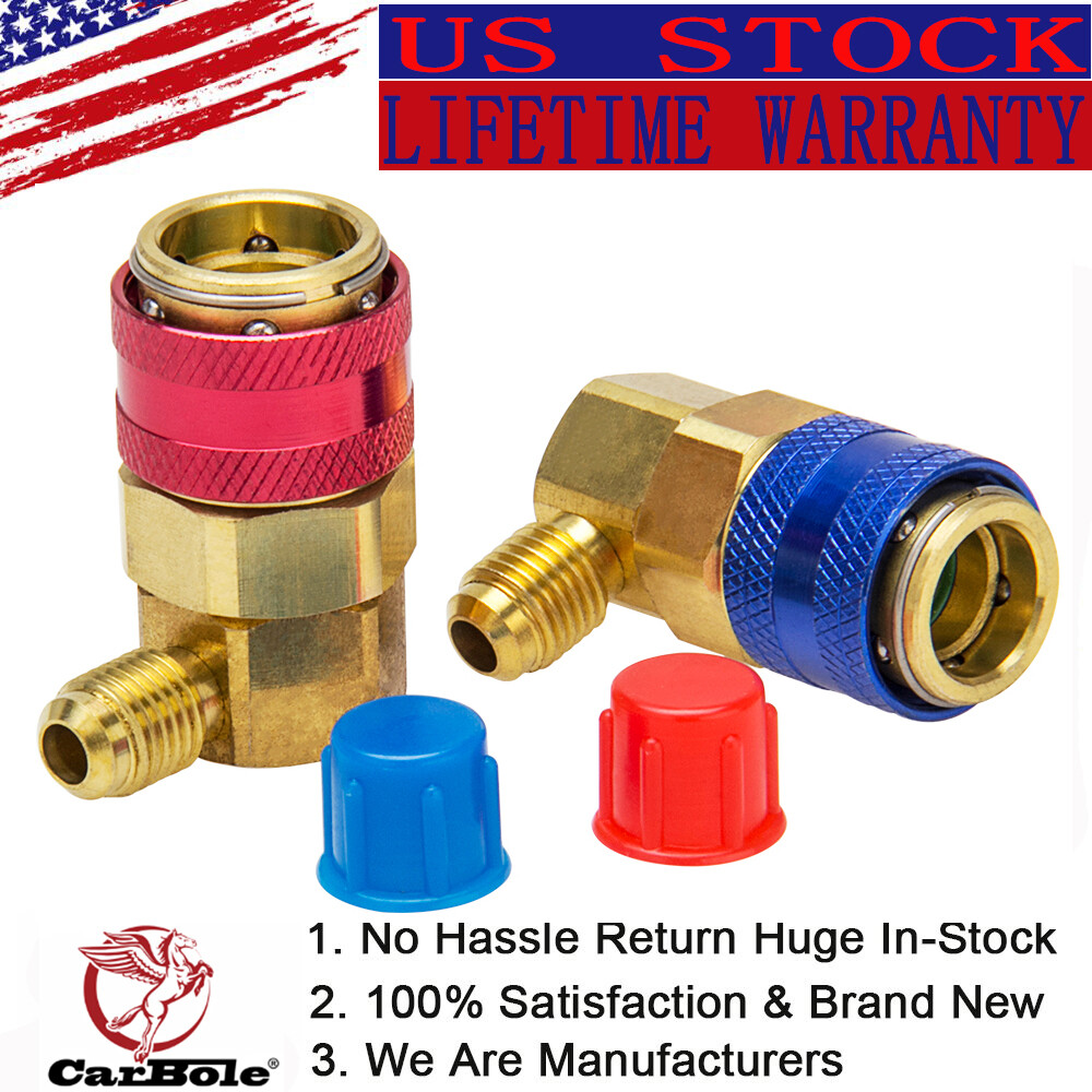 Pair AC  A/C Manifold Gauge Conversion Kit High Low Quick Connector Adapter