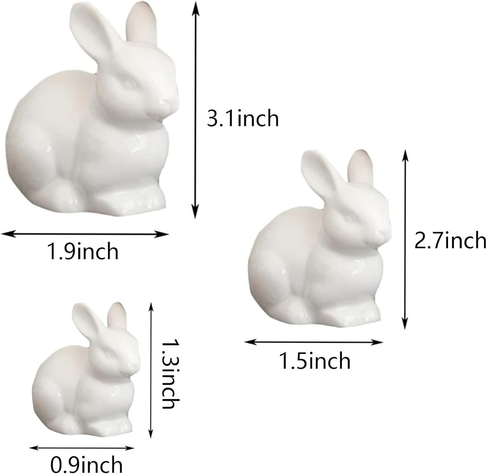 Easter Table Decorations,3Pcs Ceramic Bunny Figurine Easter Spring Decorative Mo