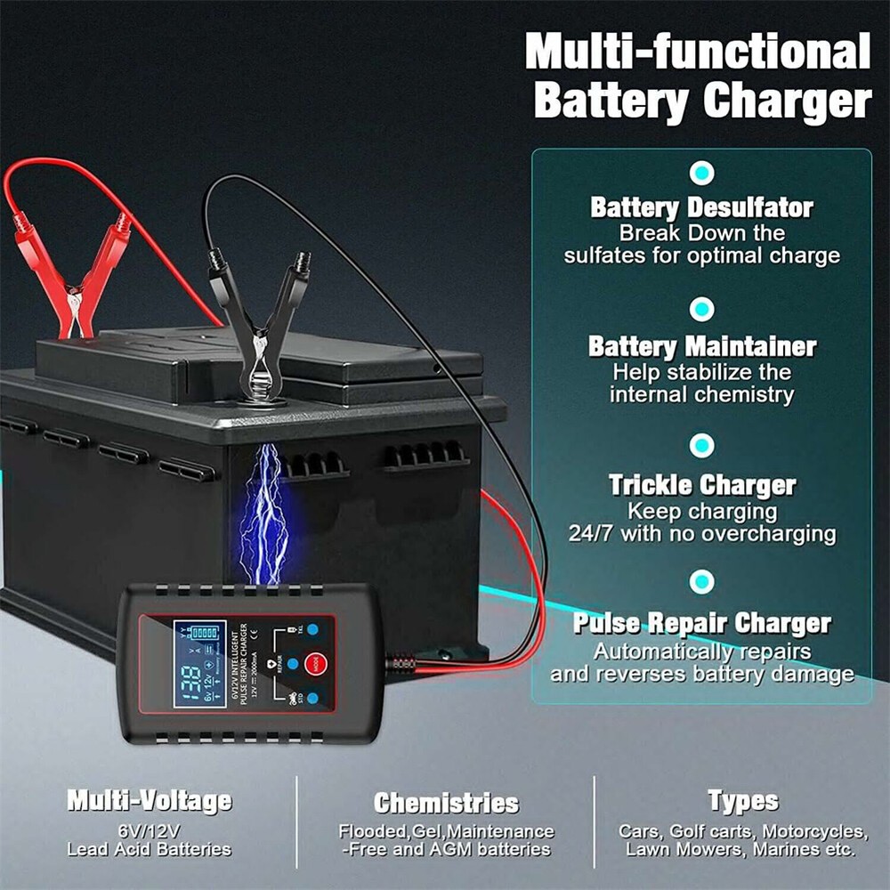 12V/6V Automatic Battery Charger Maintainer Motorcycle Car ATV Trickle Float