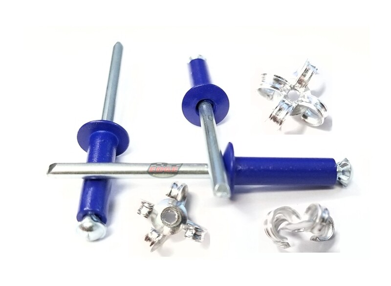 Chevron Blue 3/16" Rivet Small Head Exploding Banana Peel Aluminum Pop Rivets...