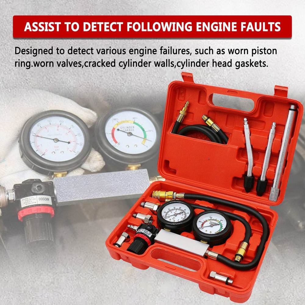 Multi-Function Cylinder Leak Down Tester Gasoline Engine Compression Gauge Test
