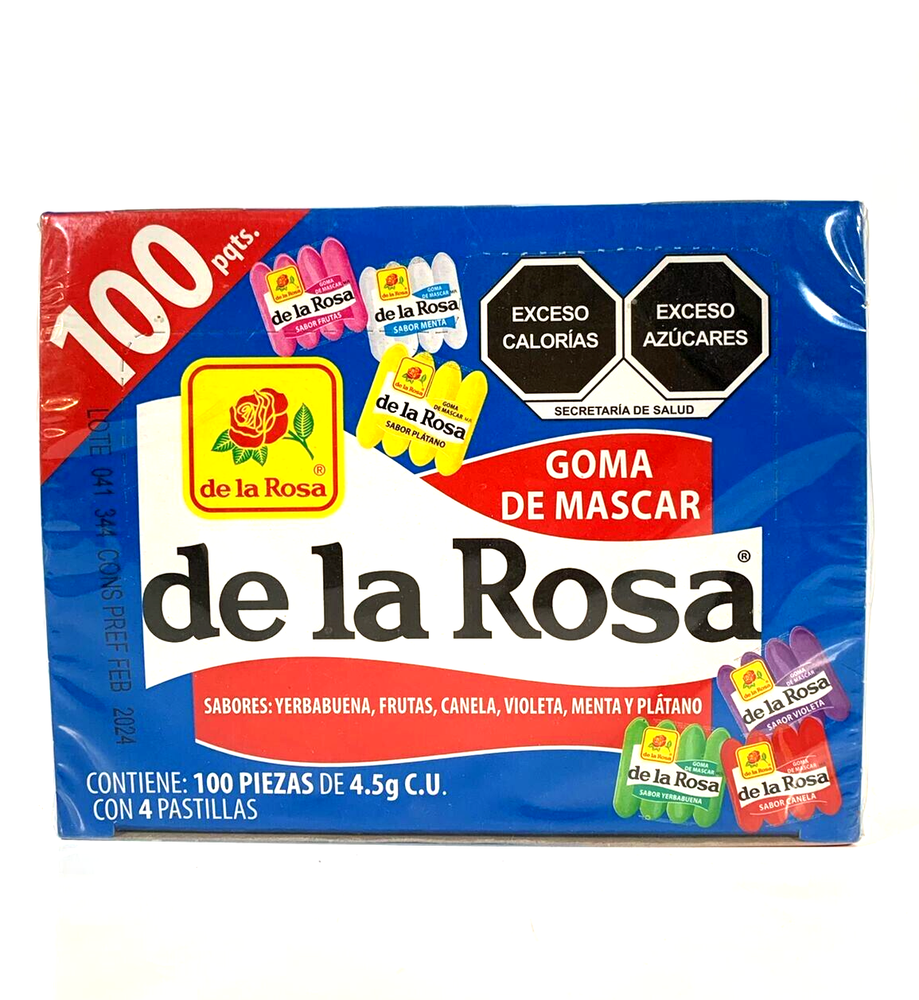 Assorted De La Rosa Gum/Chicles Surtido De La Rosa 100pcs