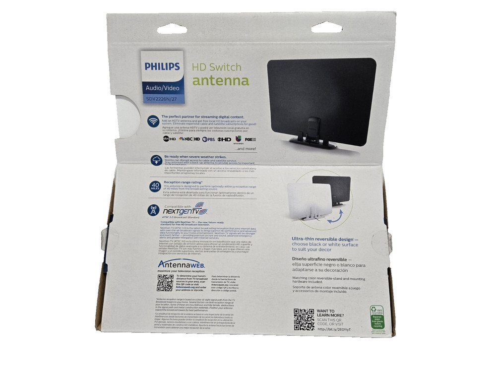 PHILIPS HD Switch Antenna (40 Mile Range) NEW