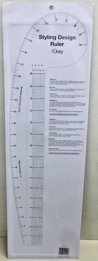 NEW! Dritz Styling Design Ruler Rulers & Accessories Clear, 832