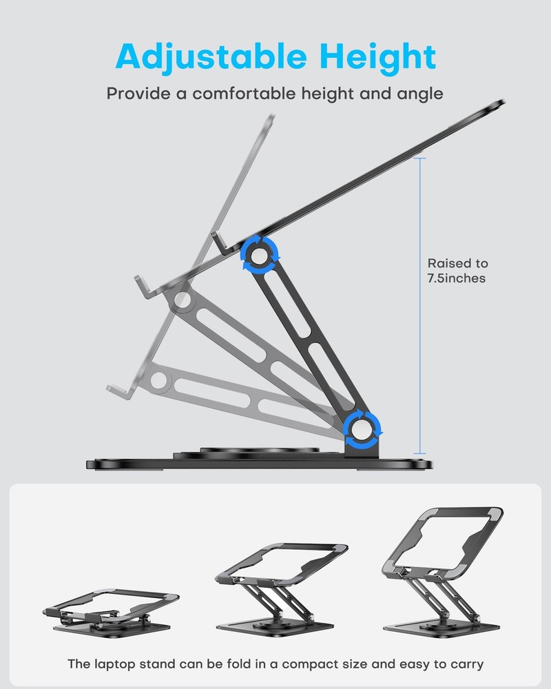 LOXP Adjustable Laptop Stand, Computer Stand with 360 Rotating Classic Black