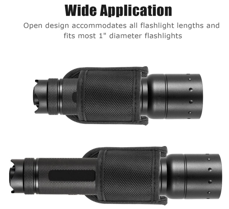 Flashlight Holster for Duty Belt, Open Top D Cell Compact Light Holder Case, Nyl