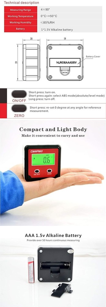82412 Digital Angle Gauge with Green Backlight