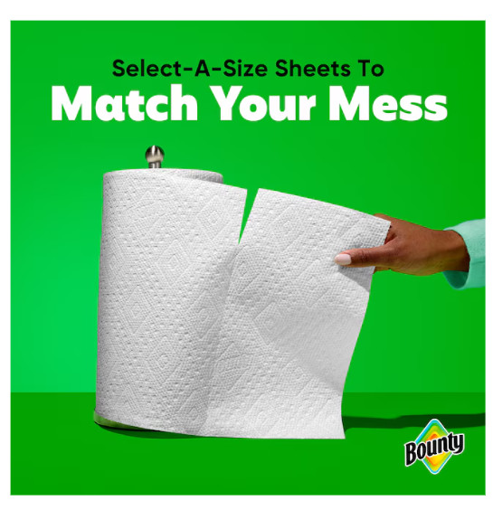 Bounty Select-A-Size Paper Towels 12 Double Rolls White 2X Absorbent