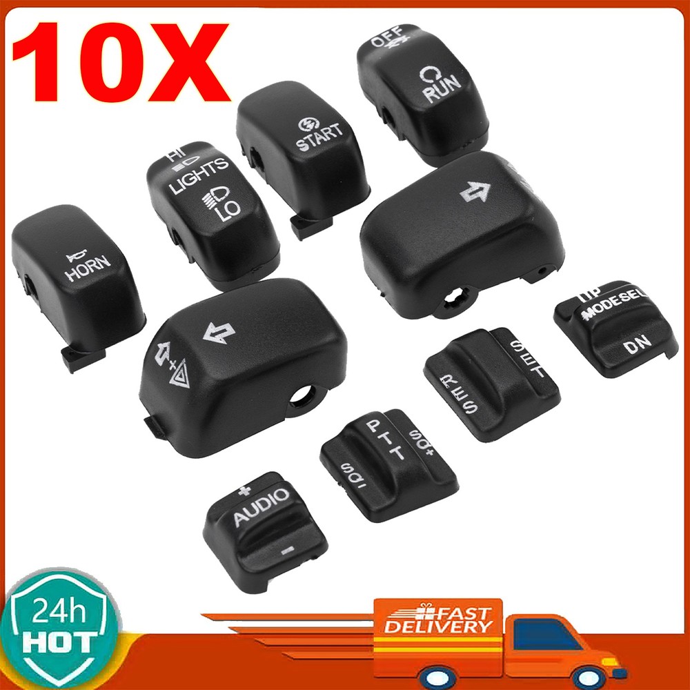BLACK Hand Control Switch Housing Cap Button For Harley Touring Softail 96-13