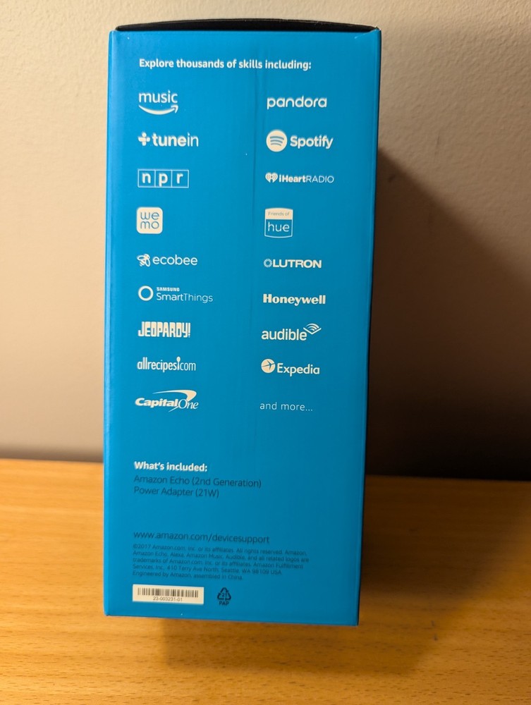 Amazon Echo (2nd Generation) Smart Speaker Alexa Voice Service Bluetooth WIFI