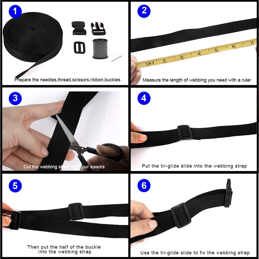1" Buckles Straps Set - Quick Side Release Buckle Nylon Webbing Strap Tri-Glide