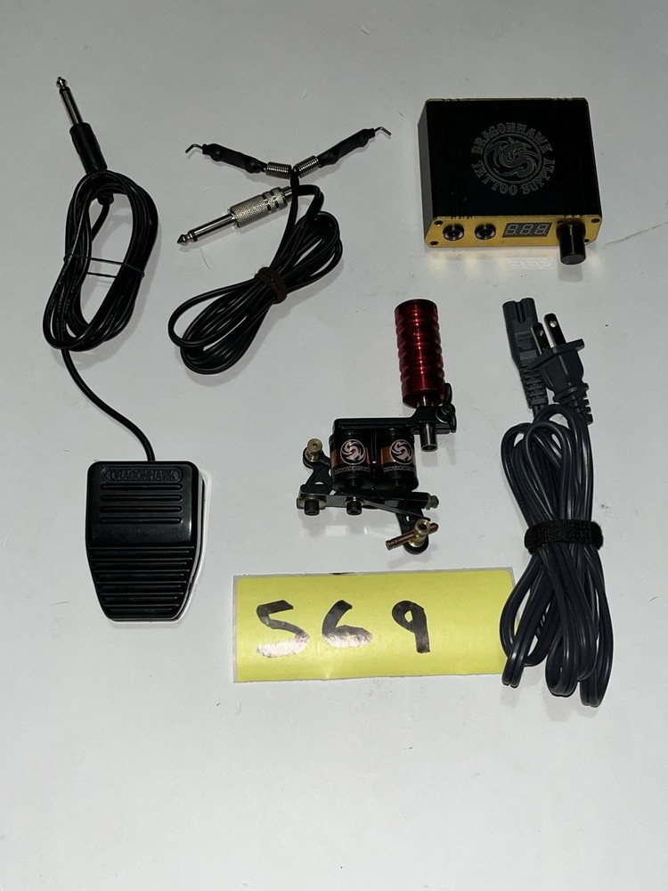 Dragonhawk Tattoo Gun Variable Foot Speed Throttle Controller Power Supply Cords