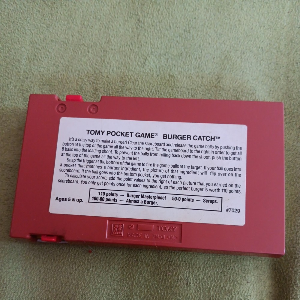 Vintage Tomy 1978 Handheld Game Burger Catch
