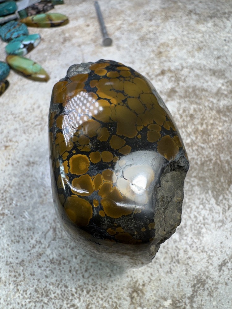 Hubei turquoise stabilized great multi color polychrome solid spiderweb nugget
